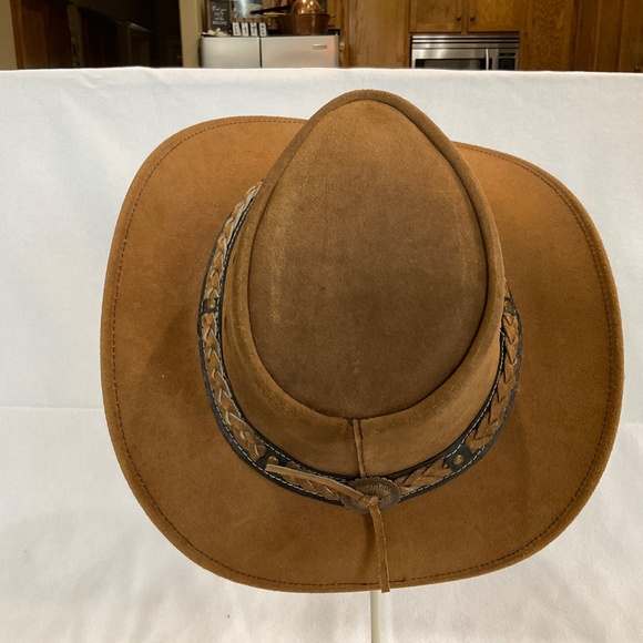 Aussie 100% Cowhide leather Outback Western hat w/braided band -sz S main image 10